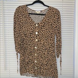 Leopard Print Button-Up Women's Top